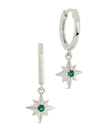 Demi CZ Burst Charm Hoop Earrings
