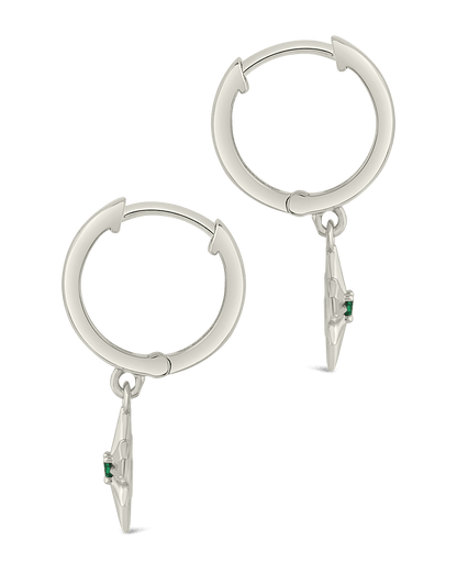 Demi CZ Burst Charm Hoop Earrings