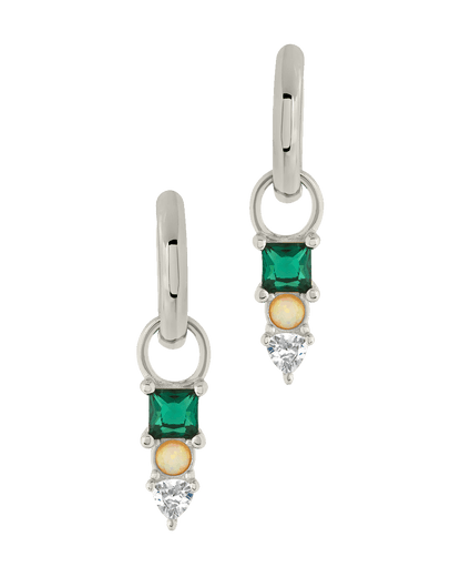 Harmony CZ & Opal Charm Hoop Earrings