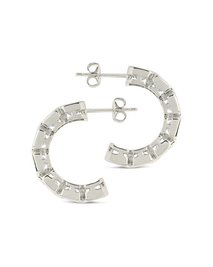 Nyssa Bezel CZ Station Hoop Earrings