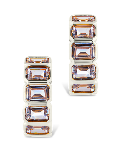 Nyssa Bezel CZ Station Hoop Earrings