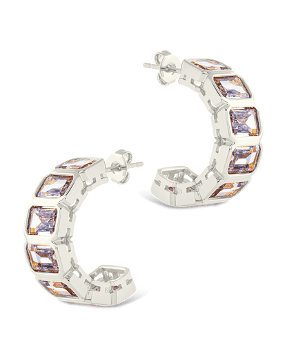 Nyssa Bezel CZ Station Hoop Earrings