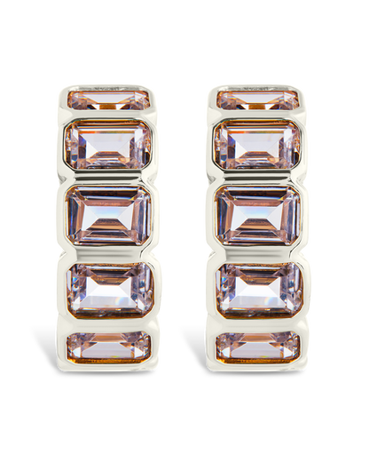 Nyssa Bezel CZ Station Hoop Earrings