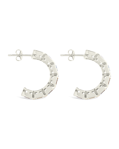 Nyssa Bezel CZ Station Hoop Earrings