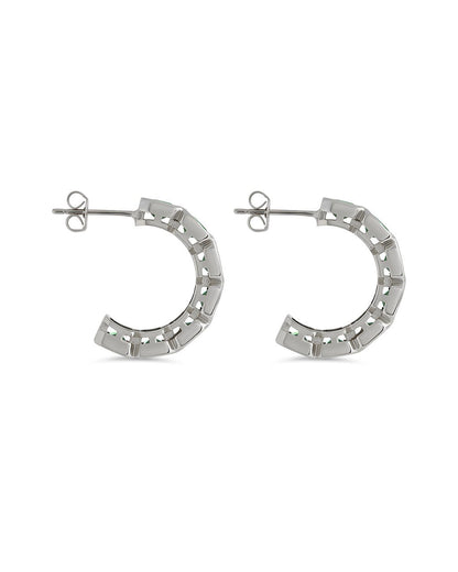 Nyssa Bezel CZ Station Hoop Earrings