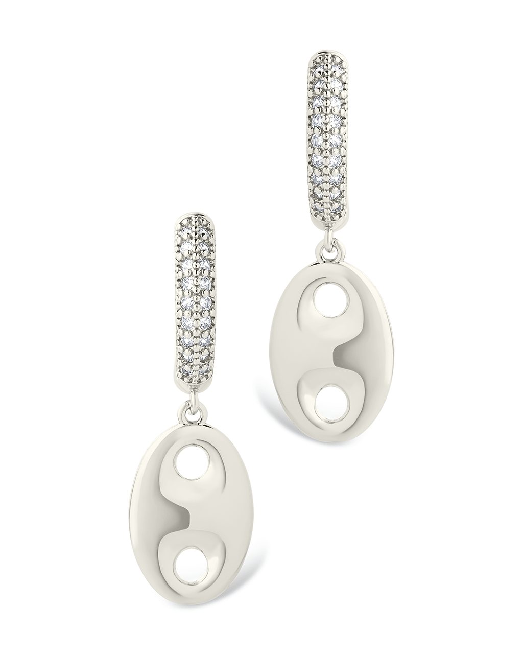Bliss CZ Anchor Chain Micro Hoop Earrings