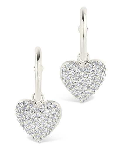 Disco Heart CZ Micro Hoop Earrings