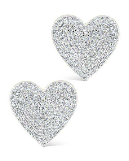 Disco Heart CZ Statement Stud Earrings