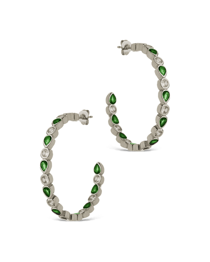 Bezel Set Mixed CZ Hoops