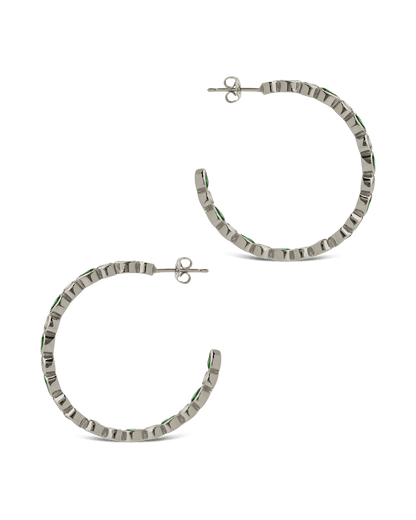 Bezel Set Mixed CZ Hoops
