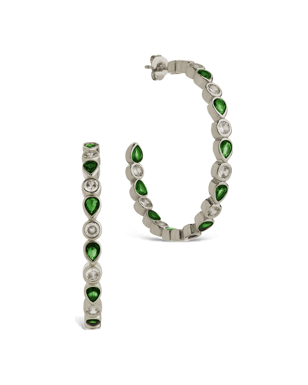 Bezel Set Mixed CZ Hoops