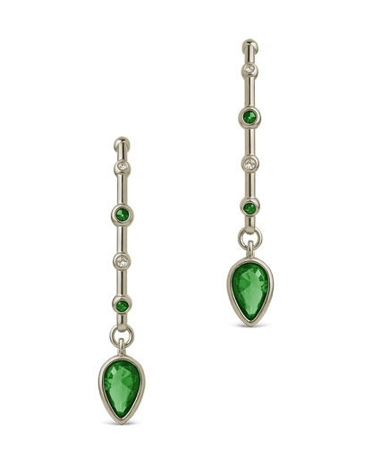 Bezel CZ Station Hoop Earrings