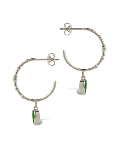Bezel CZ Station Hoop Earrings