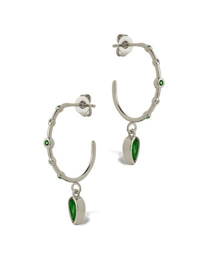 Bezel CZ Station Hoop Earrings