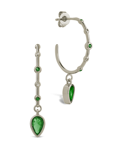 Bezel CZ Station Hoop Earrings
