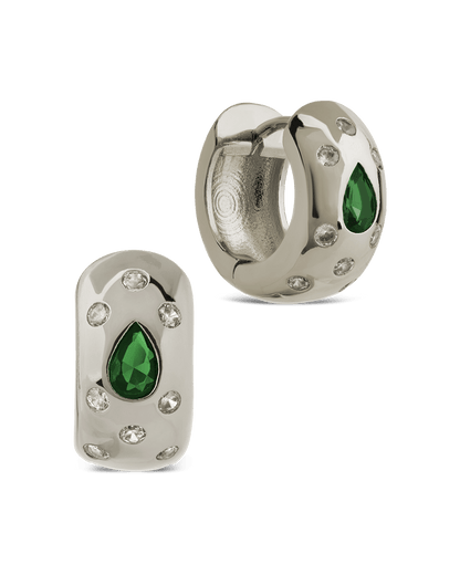 Mixed CZ Chunky Huggie Hoops