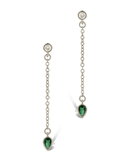 Delicate Chain Link CZ Drop Earrings