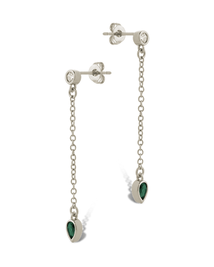 Delicate Chain Link CZ Drop Earrings