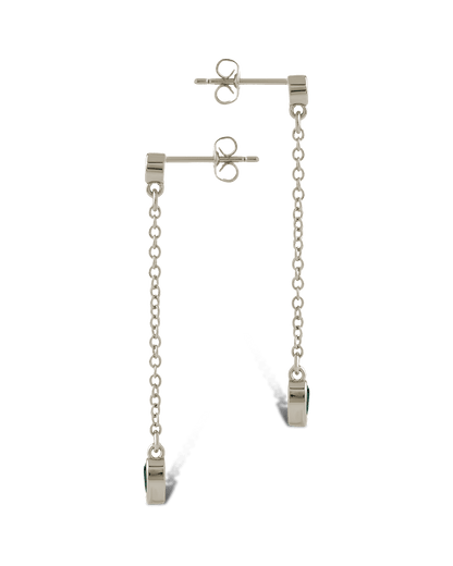 Delicate Chain Link CZ Drop Earrings