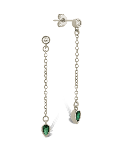 Delicate Chain Link CZ Drop Earrings