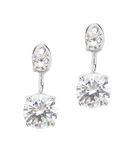 Sterling Silver Brilliant CZ Stud Jacket Earrings
