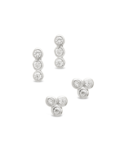 Sterling Silver 2pc Bezel Stud Set