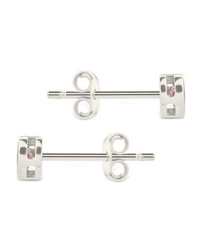 Sterling Silver Bezel Set CZ Heart Studs