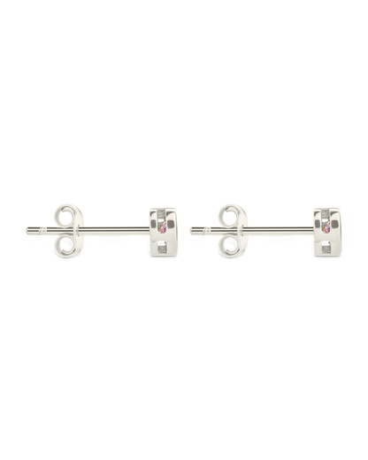 Sterling Silver Bezel Set CZ Heart Studs