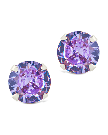 Sterling Silver 7mm Rainbow CZ Studs