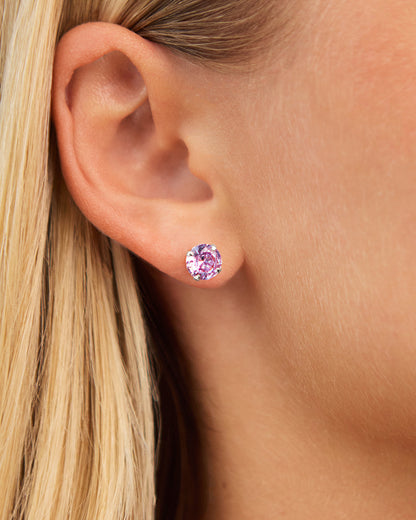 Sterling Silver 7mm Rainbow CZ Studs