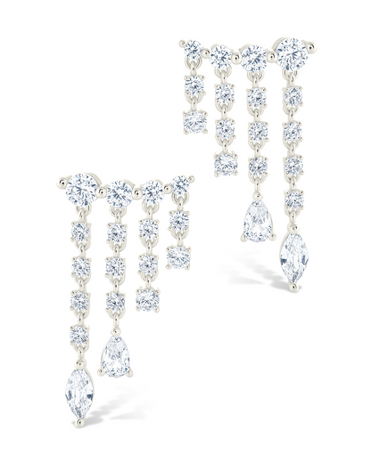 Sterling Silver Adrian CZ Waterfall Statement Studs
