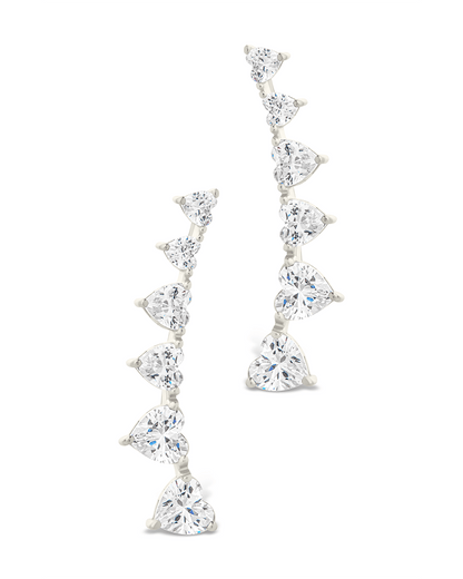 Sterling Silver Jillian CZ Heart Crawler Studs