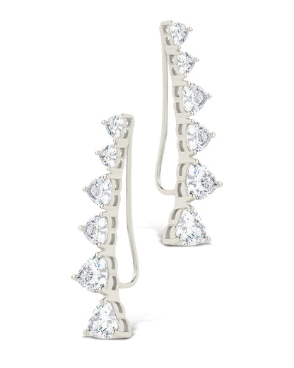 Sterling Silver Jillian CZ Heart Crawler Studs
