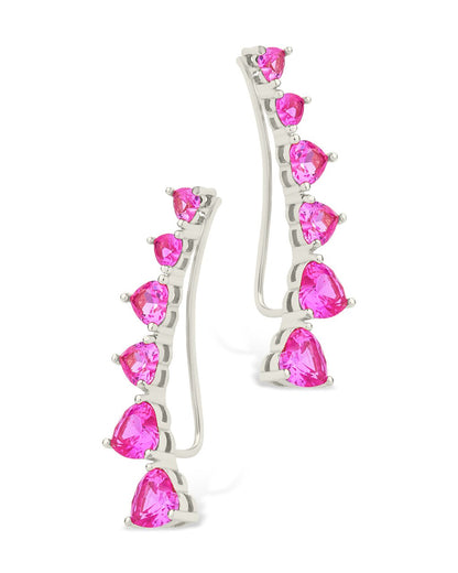 Sterling Silver Jillian CZ Heart Crawler Studs