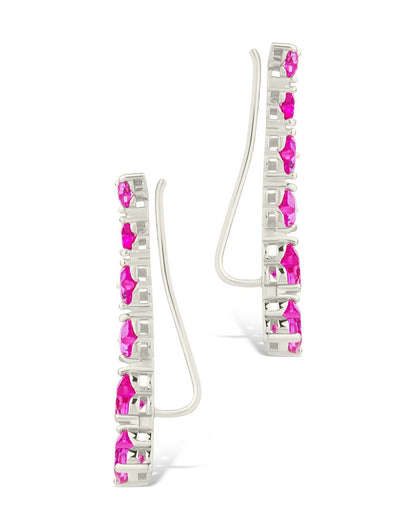Sterling Silver Jillian CZ Heart Crawler Studs