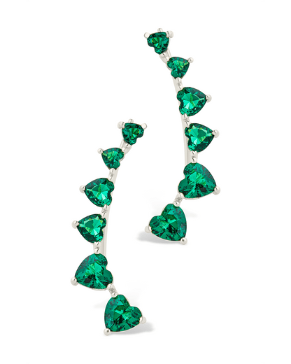 Sterling Silver Jillian CZ Heart Crawler Studs