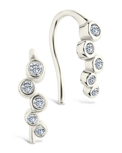 Sterling Silver Talia CZ Bezel Crawler Earrings