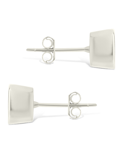 Sterling Silver Cushion Cut Bezel Set Stud Earrings
