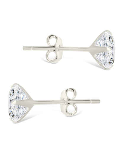 Sterling Silver Cushion Cut Prong Set Stud Earrings
