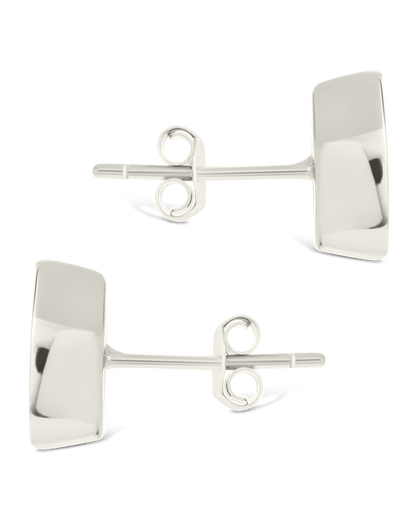 Sterling Silver Marquise Cut Bezel Set Stud Earrings