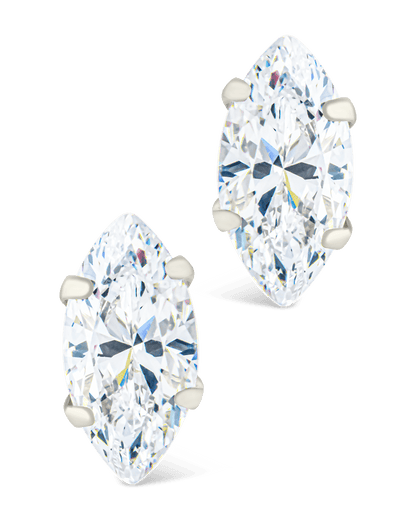Sterling Silver Marquise Cut Prong Set Stud Earrings