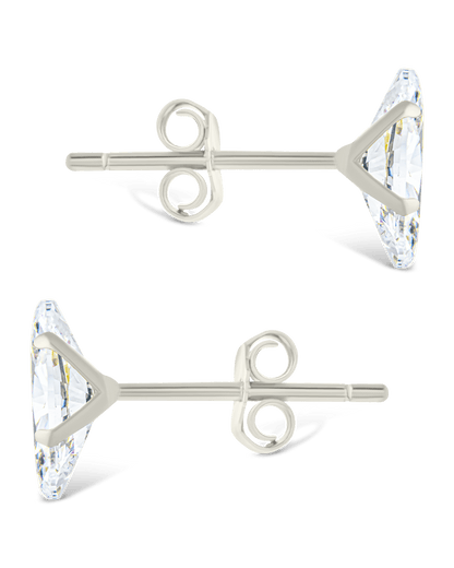 Sterling Silver Marquise Cut Prong Set Stud Earrings