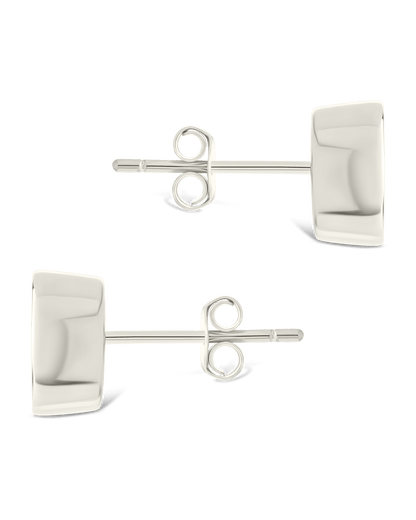 Sterling Silver Oval Cut Bezel Set Stud Earrings