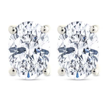 Sterling Silver Oval Cut Prong Set Stud Earrings