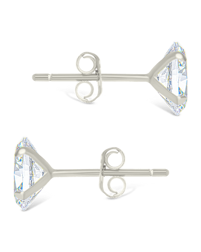 Sterling Silver Oval Cut Prong Set Stud Earrings