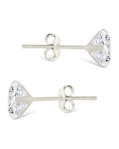 Sterling Silver Princess Cut Prong Set Stud Earrings