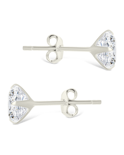Sterling Silver Radiant Cut Prong Set Stud Earrings