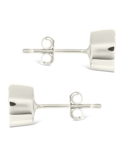 Sterling Silver Trillion Cut Bezel Set Stud Earrings