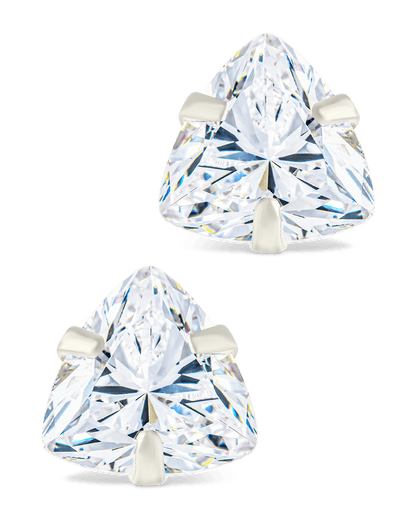 Sterling Silver Trillion Cut Prong Set Stud Earrings