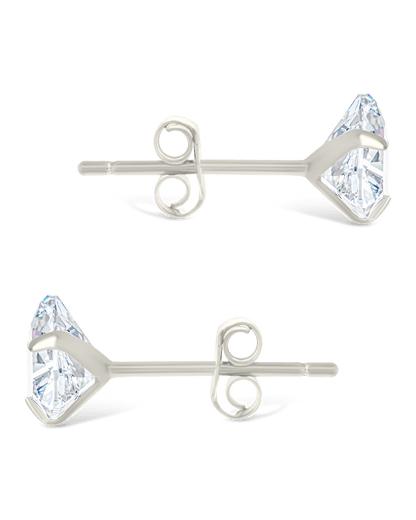Sterling Silver Trillion Cut Prong Set Stud Earrings